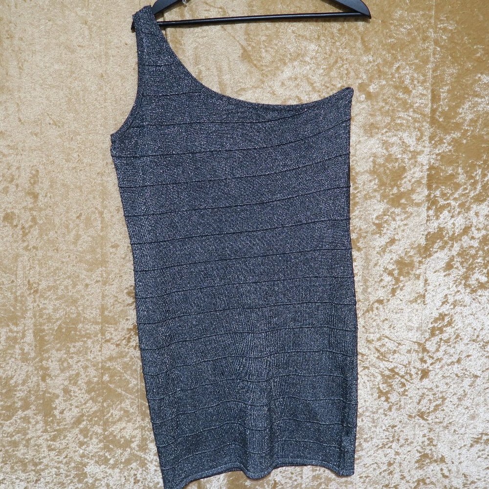 Forever 21 Silver Metallic One Shoulder Dress - Size 1X (Juniors)